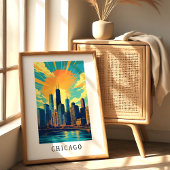 Chicago-Skyline-Sonnenuntergangs-Poster Poster