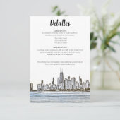 Chicago Skyline Spanish Details Card Einladung (Stehend Vorderseite)
