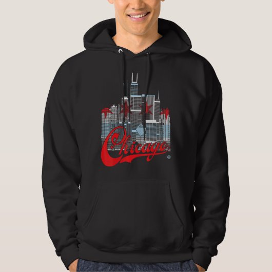 Chicago Skyline Squared Chicago Flag Hoodie (Vorderseite)