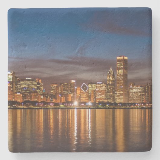 Chicago Skyline Steinuntersetzer (Vorderseite)