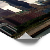 Chicago Skyline - Sturmwolken - Farbposter Poster (Ecke)