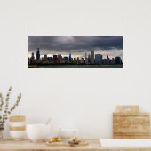 Chicago Skyline - Sturmwolken - Farbposter Poster (Küche)