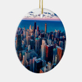 Chicago Skyline Sundown Keramik Ornament (Rechts)