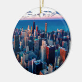 Chicago Skyline Sundown Keramik Ornament (Links)