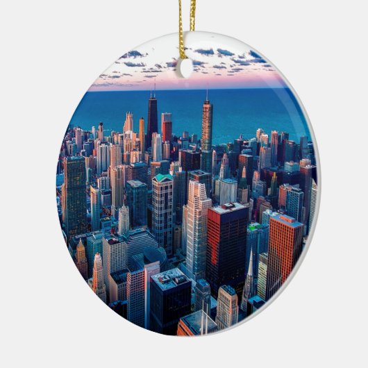 Chicago Skyline Sundown Keramik Ornament (Links)