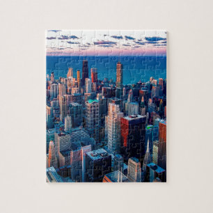 Chicago Skyline Sundown Puzzle