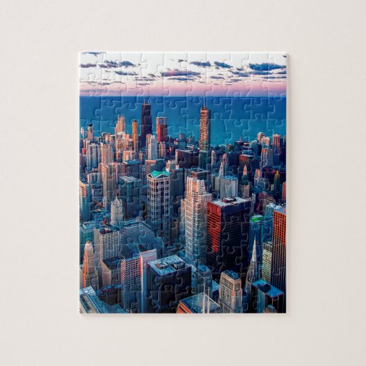 Chicago Skyline Sundown Puzzle (Vertikal)