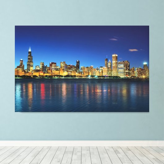 Chicago Skyline Sunset Leinwanddruck (Insitu (Holzboden))