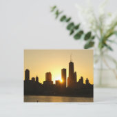 Chicago Skyline Sunset Postkarte (Stehend Vorderseite)