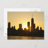 Chicago Skyline Sunset Postkarte (Vorne/Hinten)