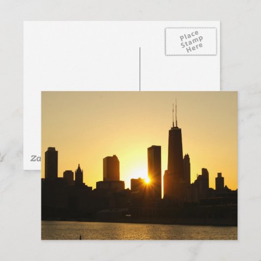 Chicago Skyline Sunset Postkarte (Vorne/Hinten)