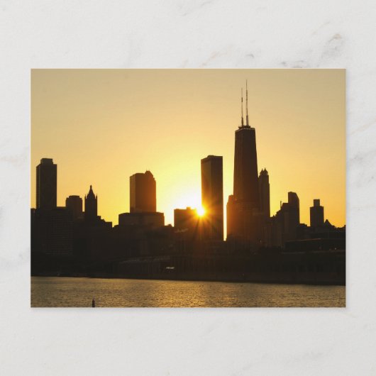 Chicago Skyline Sunset Postkarte (Vorderseite)