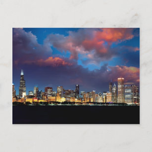 Chicago Skyline Sunset Postkarte