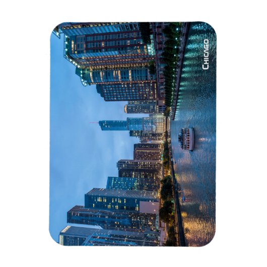 Chicago Skyline Sunset River Magnet (Vertikal)