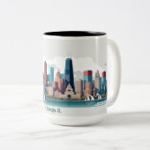 Chicago Skyline Tasse, 15oz Zweifarbige Tasse (VorderseiteRechts)