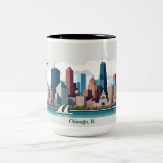 Chicago Skyline Tasse, 15oz Zweifarbige Tasse