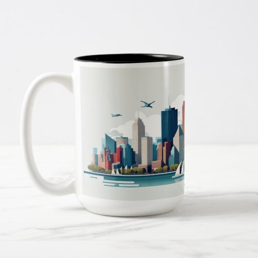 Chicago Skyline Tasse, 15oz Zweifarbige Tasse (Links)