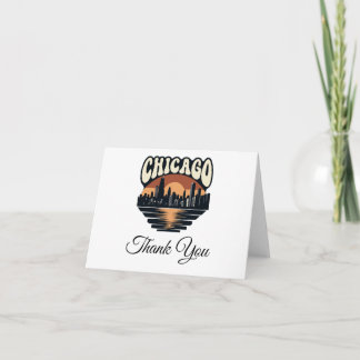 Chicago Skyline Thank You Card | Vintage Art Style Dankeskarte