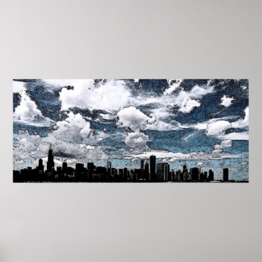 Chicago Skyline, Tinte Poster (Vorne)