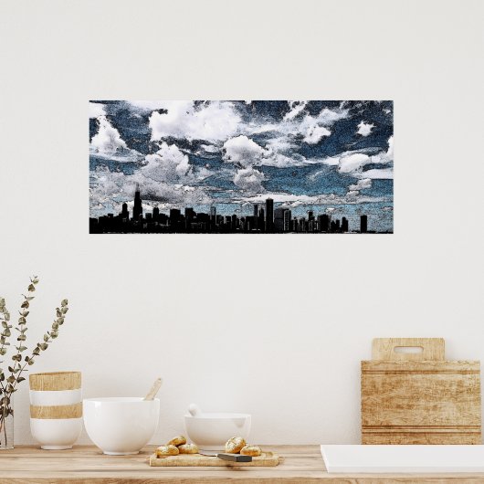 Chicago Skyline, Tinte Poster (Küche)