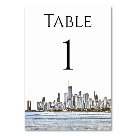 Chicago Skyline Tischnummern (Rückseite)
