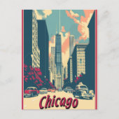 Chicago Skyline Travel Postcard Feiertagspostkarte (Vorderseite)