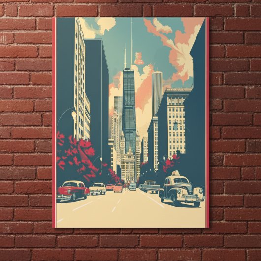 Chicago Skyline Travel Postcard Feiertagspostkarte