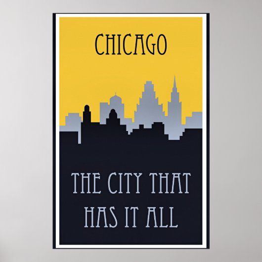 Chicago skyline travel poster, poster (Vorne)