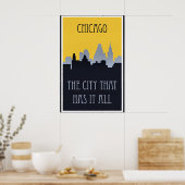 Chicago skyline travel poster, poster (Küche)