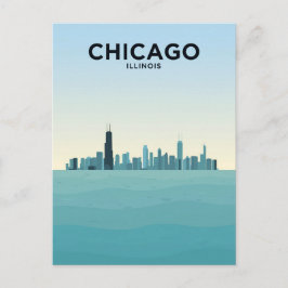 Chicago Skyline über dem See Postkarte
