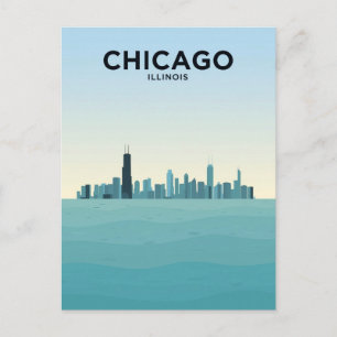 Chicago Skyline über dem See Postkarte