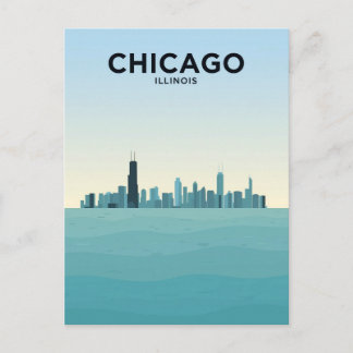Chicago Skyline über dem See Postkarte