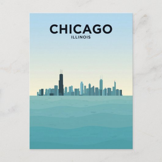 Chicago Skyline über dem See Postkarte (Vorderseite)