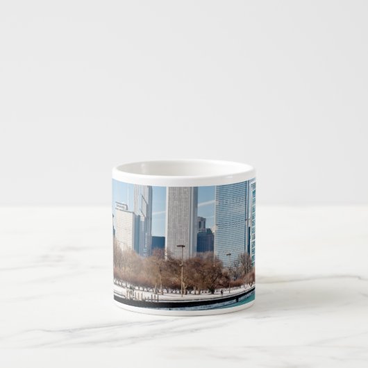 Chicago-Skyline über gefrorenem Michigansee Espressotasse (Vorderseite)