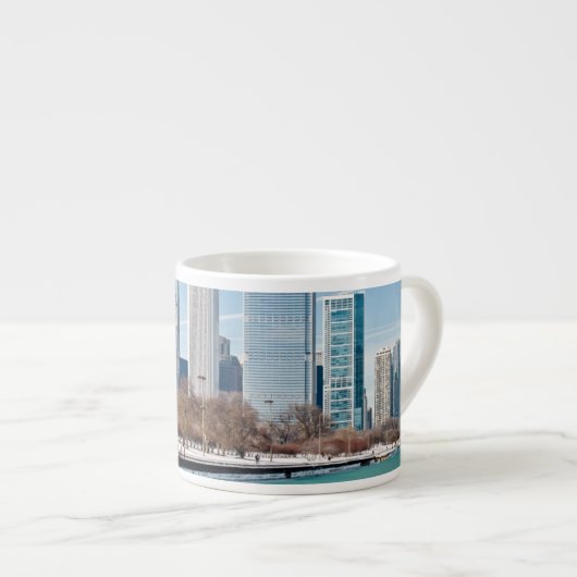 Chicago-Skyline über gefrorenem Michigansee Espressotasse (Vorderseite Rechts)
