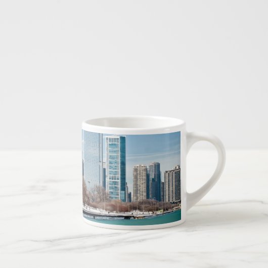 Chicago-Skyline über gefrorenem Michigansee Espressotasse (Rechts)