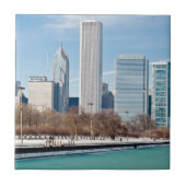 Chicago-Skyline über gefrorenem Michigansee Fliese (Vorderseite)