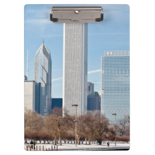 Chicago-Skyline über gefrorenem Michigansee Klemmbrett