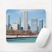 Chicago-Skyline über gefrorenem Michigansee Mousepad (Mit Mouse)