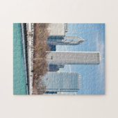 Chicago-Skyline über gefrorenem Michigansee Puzzle (Horizontal)