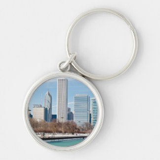 Chicago-Skyline über gefrorenem Michigansee Schlüsselanhänger