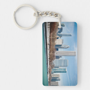 Chicago-Skyline über gefrorenem Michigansee Schlüsselanhänger