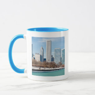 Chicago-Skyline über gefrorenem Michigansee Tasse