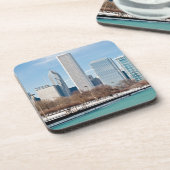 Chicago-Skyline über gefrorenem Michigansee Untersetzer (Linke Seite)