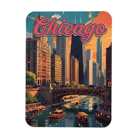 Chicago Skyline Ufer Magnet (Vertikal)