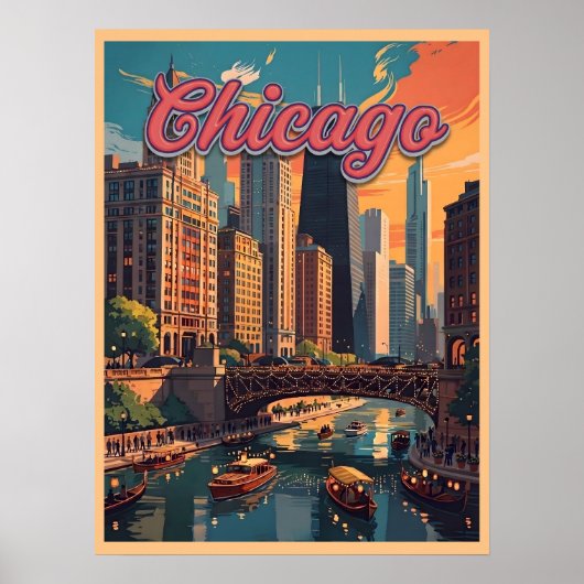 Chicago Skyline Ufer Poster (Vorne)
