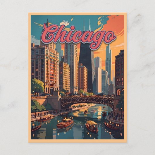 Chicago Skyline Ufer Postkarte (Vorderseite)