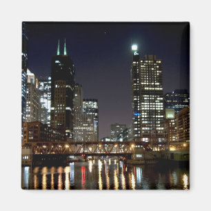 Chicago Skyline und Bridge bei Night Magnet