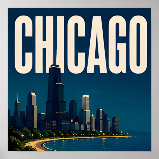 Chicago Skyline und Lake Michigan Poster (Vorne)
