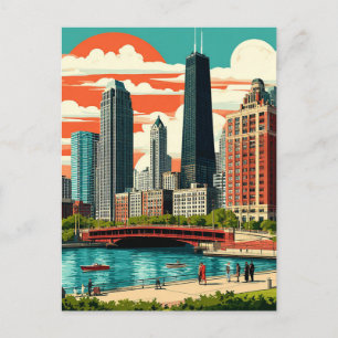 Chicago Skyline und Lake Michigan Reise Postkarte